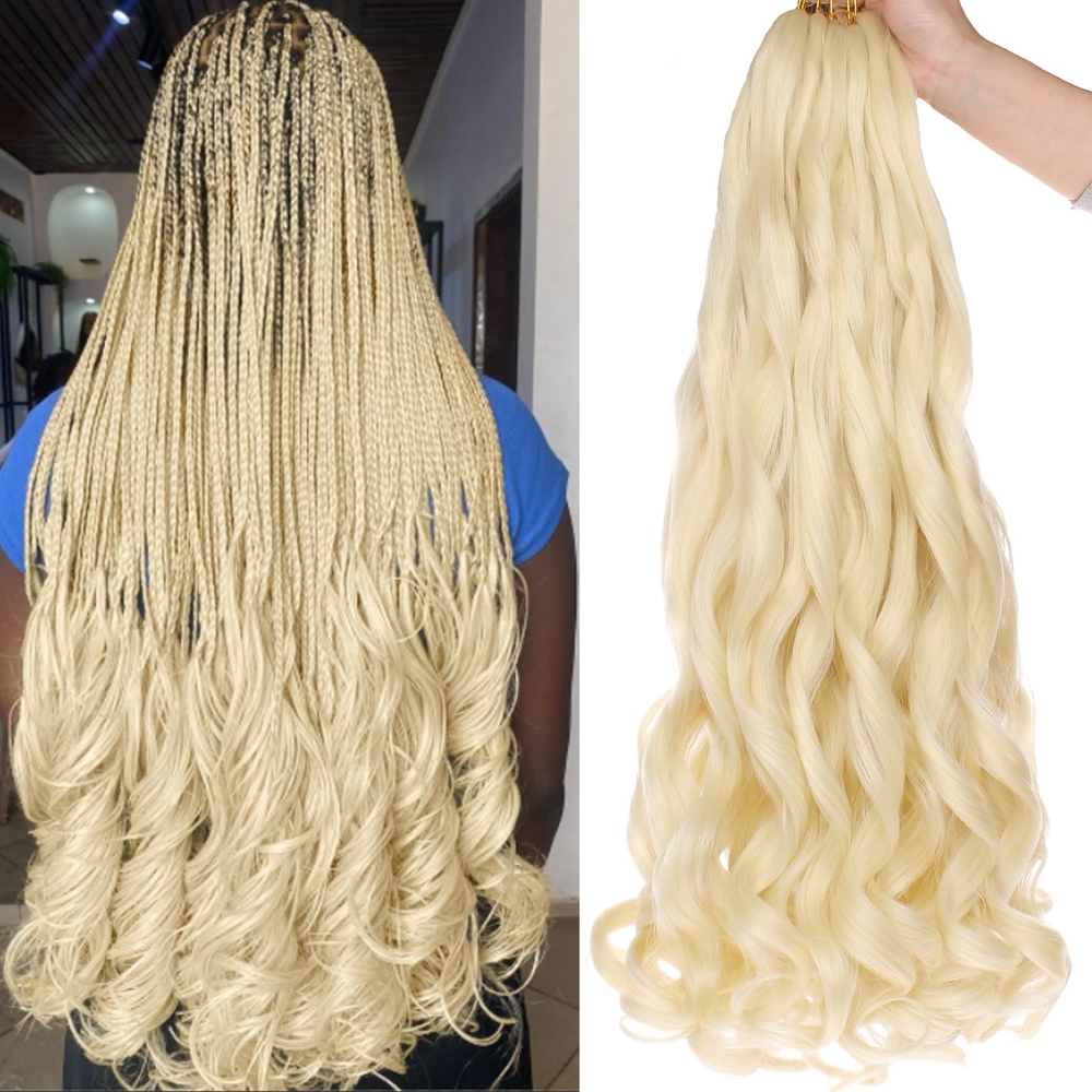 French Curl Braiding Hair Blonde French Curly Braiding Hair Pre Stretched Body